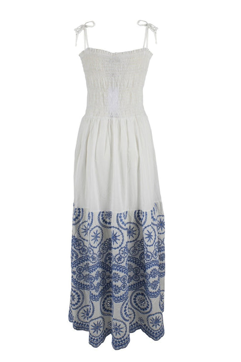 Abito Donna A424EV00 lungo con pizzo sangallo Gesso YES ZEE- Francavilla Moda